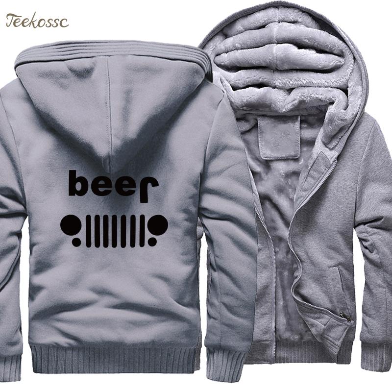 2020 Lead Creative Beer Jeep Funny Hoodies MenWinter Warm Fleece Zipper