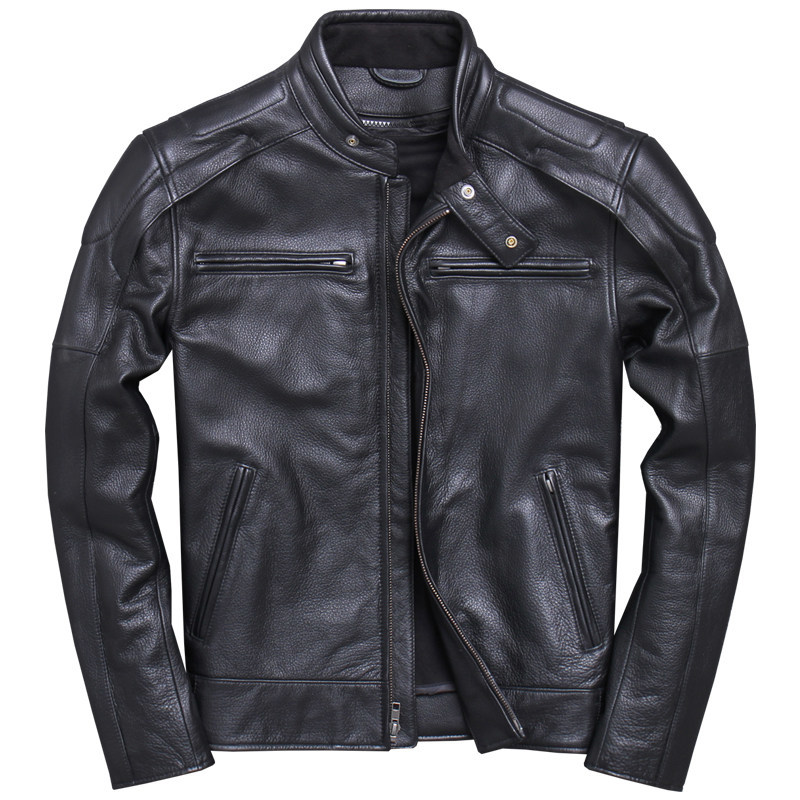 

2020 Black Men Thick Cowhide Motorcycle Leather Jacket Plus Size 5XL Russian Winter Slim Fit Biker's Leather Coat FREE SHIPPING