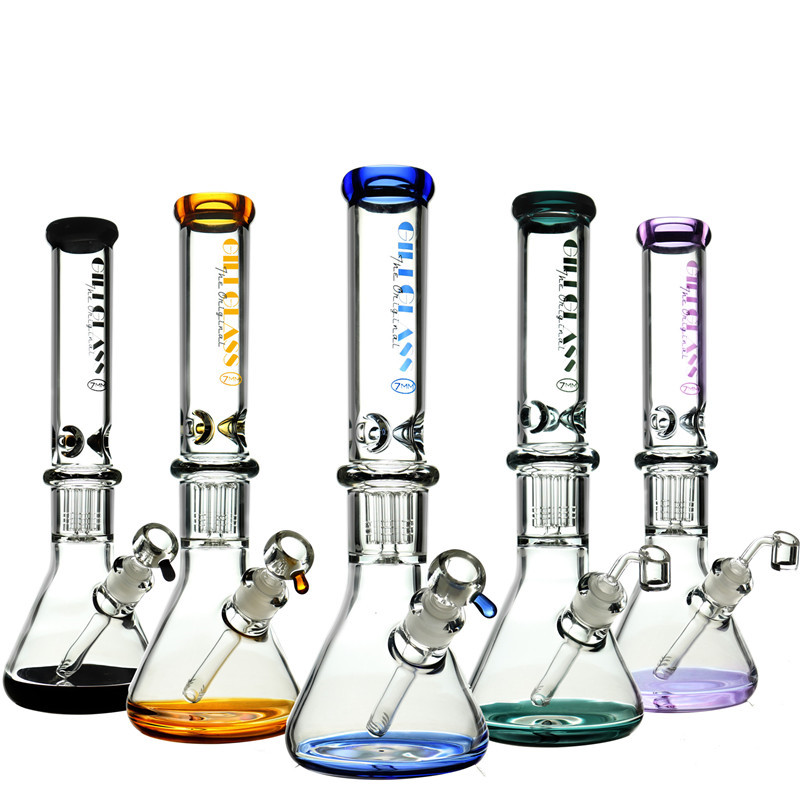 

7mm Thick Heavy Glass Beaker Bongs 15 Inches Tall Bong Pipes Water Pipe 8 arms perc downstem dab rig oil rigs heady accessories hookahs