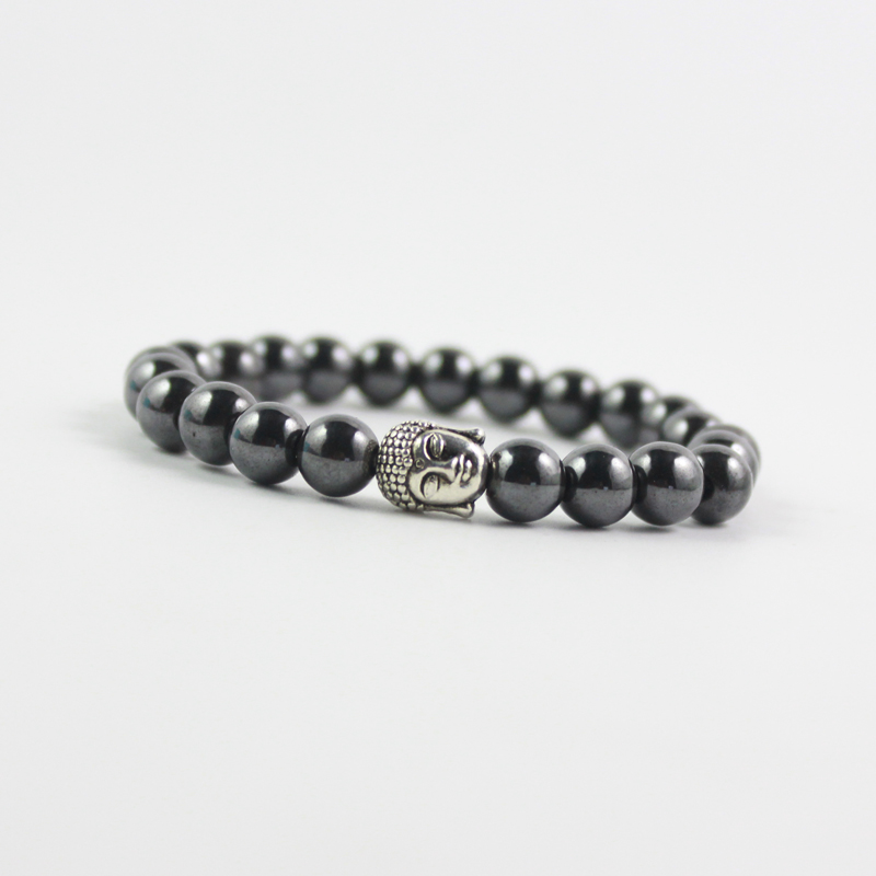

Antique silver alloy budda beads and 8mm hematite loose beaded bracelet magnetic hematite bracelet birthday gift HB1007