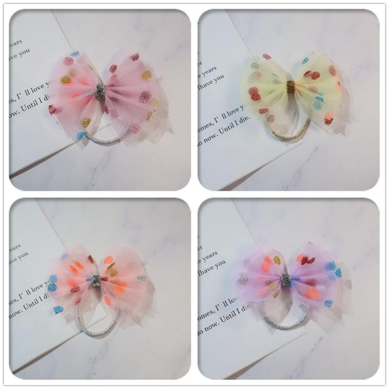 

Boutique 20pcs Fashion Cute Mesh Bow Hair Ties Glitter Color Dot Bowknot Elastic Hair Bands Princess Headwear Accessories