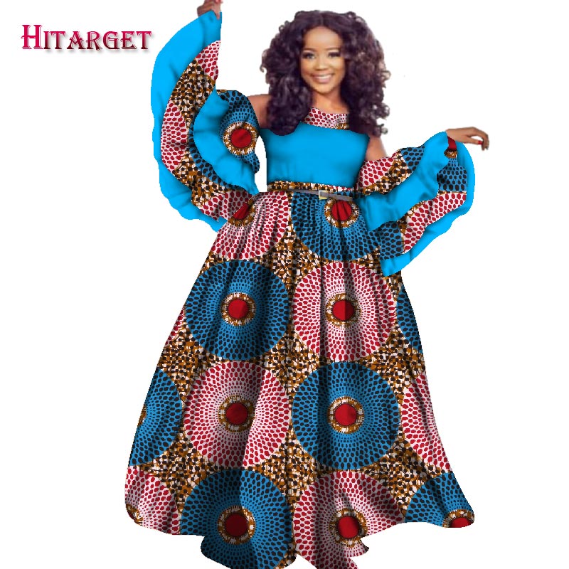 

2019 autumn african dress for women HITARGET private custom long sleeve floor-length women dress plus size print cotton WY2441