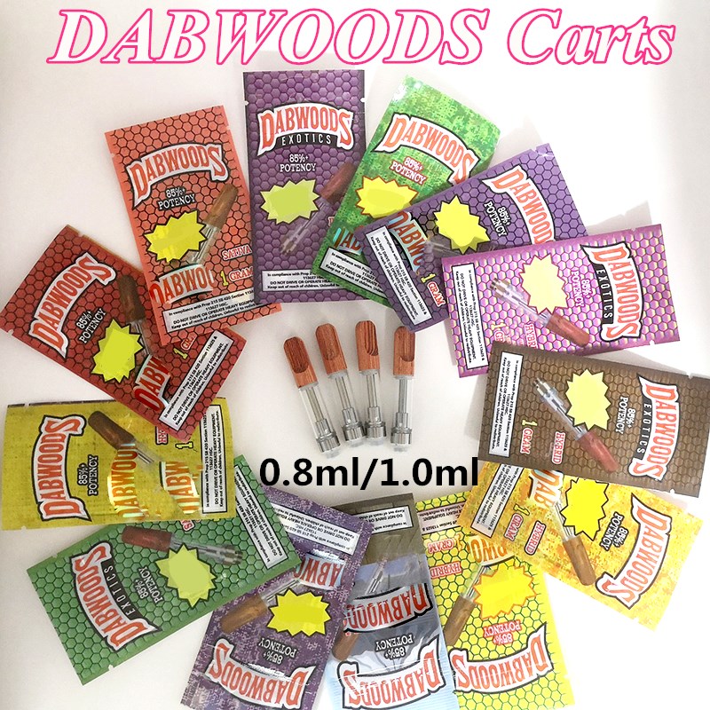 

Dabwoods cartridges Wood Tip 0.8ml 1ml Ceramic Vape pens Dabwoods Carts Empty Vaporizer Pen 510 Thread for Thick Oil 2.0mm Cartridge