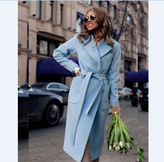 

Women woolen coat belted Jackets solid color coats Female 2 pockets Outerwear Wool Trench Coat Long Outwear Female Clothes, Blue