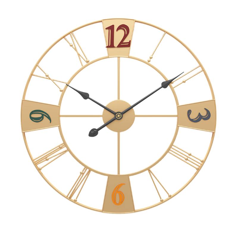 

Homingdeco 20 Inches 50cm Wrought Iron Wall Clock Hollow Silent Hanging Clock Christmas Gifts 2019 - Black Gold Silver