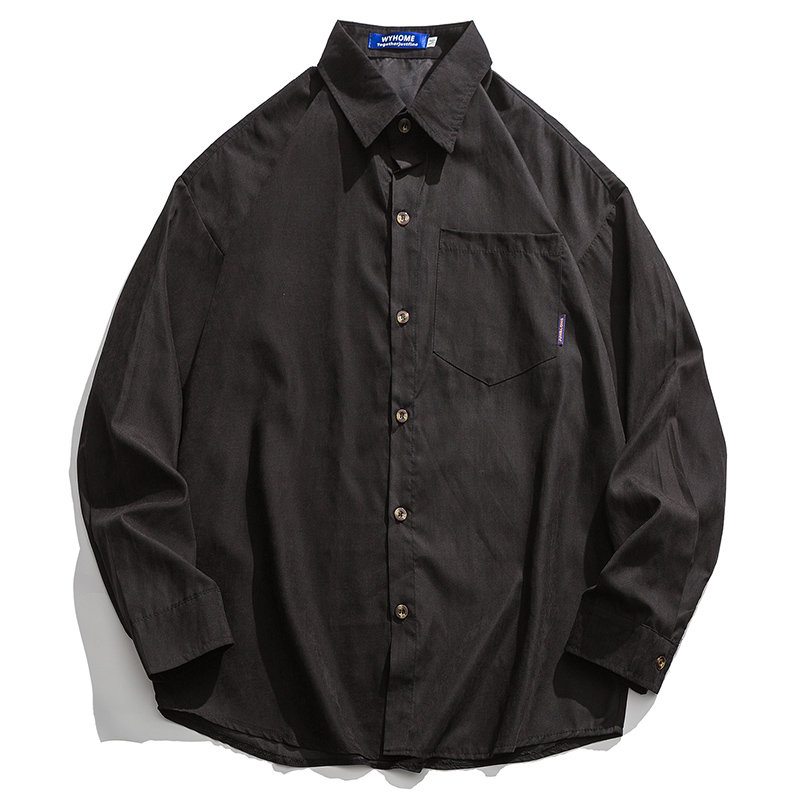 

Loose Shirt Men Mandarin Collar Black Mens Long Sleeve Shirt Casual Plus Size Men Mens Shirts Big Sizes Man Autumn Shirts II50CS