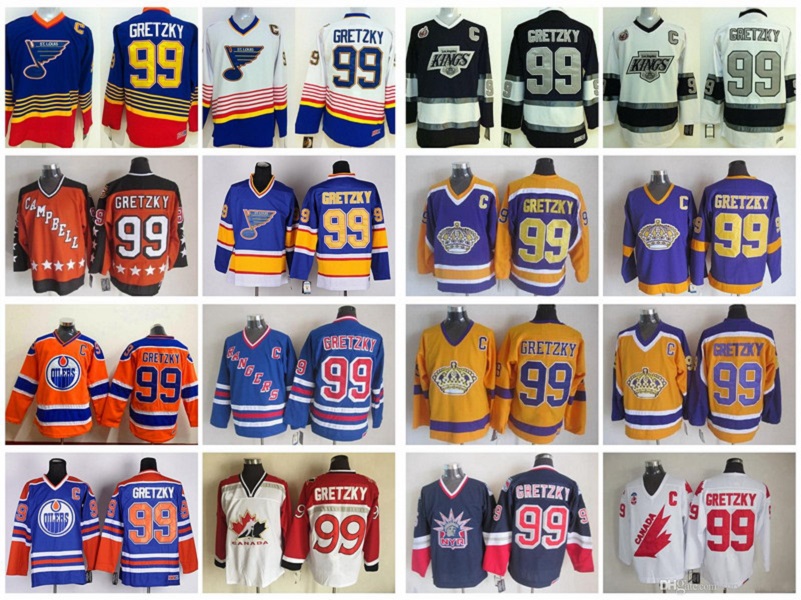 

99 Wayne Gretzky Jersey Men Stitched 1984 All Star New York Rangers LA Kings St. Louis Blues Hockey Gretzky Vintage Jerseys, Colour 3