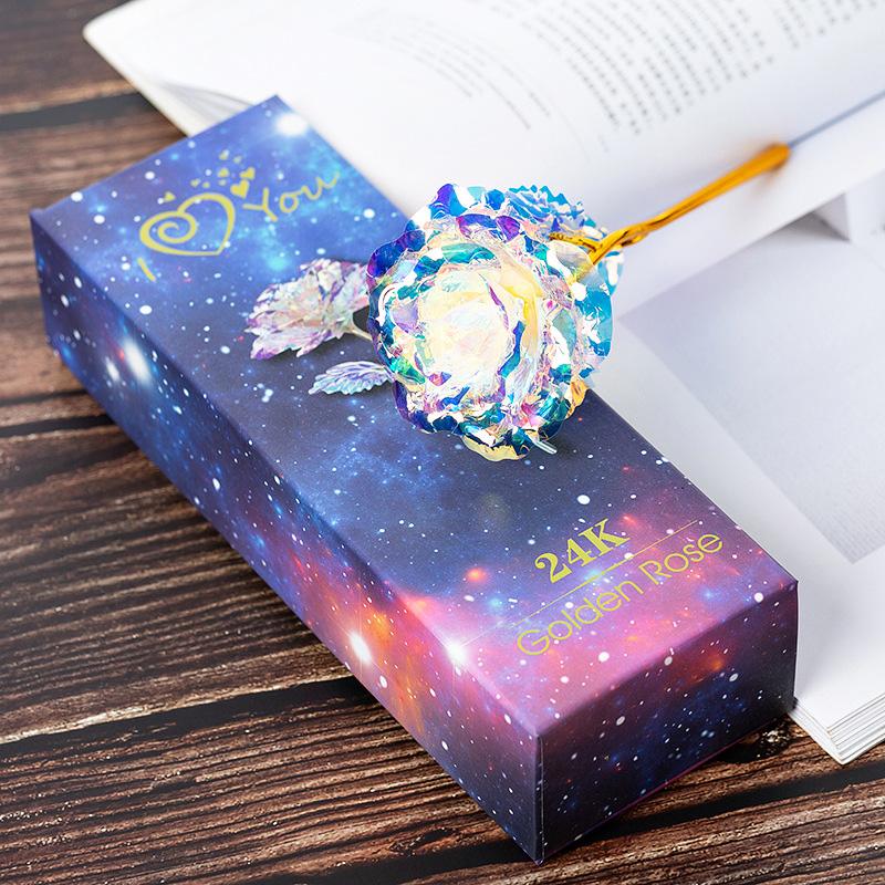 

Simulation Eternity 24K Gold Foil Rose Flower Rainbow Valentine'S Day Romantic Flower Wedding Gift Beautiful LED Luminous, Multiple options