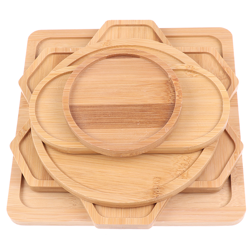 

Bamboo Round Square Bowls Plates For Succulents Pots Trays Base Stander