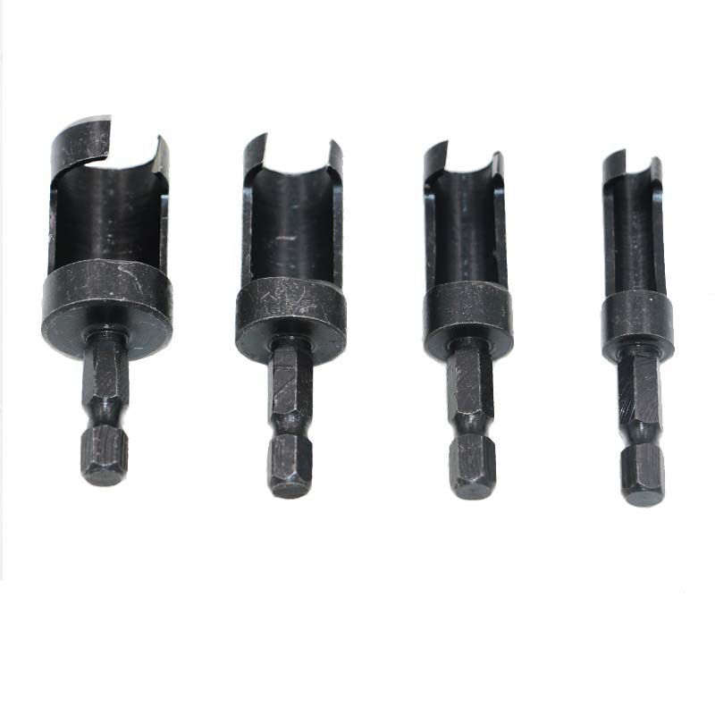 

4Pcs Carbon Steel Cork Knife Cork Drill Woodworking Drill Barrel Log Cutting Bit Hexagonal Shank Reamer Center Bits