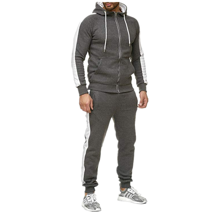 

Men Casual Tracksuits Solid Color Clothing Set Hoodie + Pant Stitching Tracksutis Mens Tight Sport Style Clothing Men Active Suits Hot Sale, Red