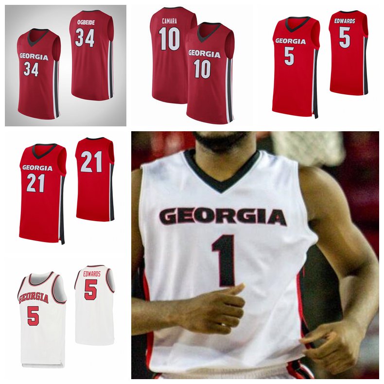 Georgia Bulldogs Maillots Hommes 1 Jaykwon Walton Jersey 0 Donnell Gresham 2 Harris 3 Christian Brown Mens Basketball Maillots personnalisés Cous