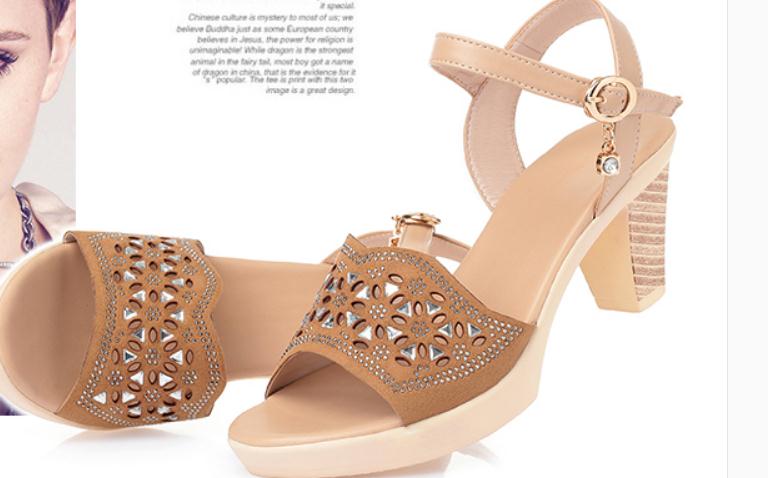 

2019 Women's Sandals in Summer with New style High heel Coarse heel @2287, Black