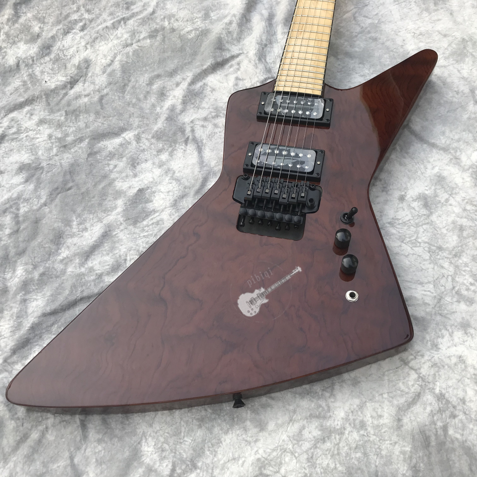 

7 Strings James Hetfield Dark Red Brown Explorer Electric Guitar Maple Fingerboard, Floyd Rose Tremolo, Black Hardware, 9V Battery Box