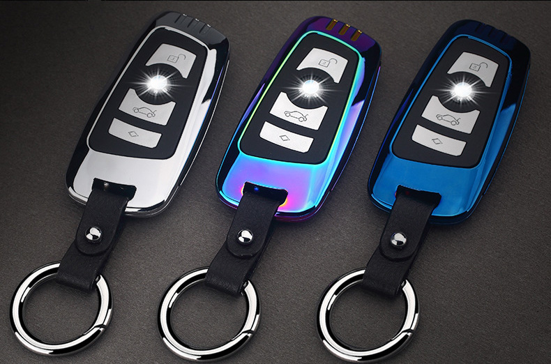 

Luxury stash car key electric lighter secret hidden compartment Key Rings Car Valet Keychain usb rechargeable windproof cigarette lighter