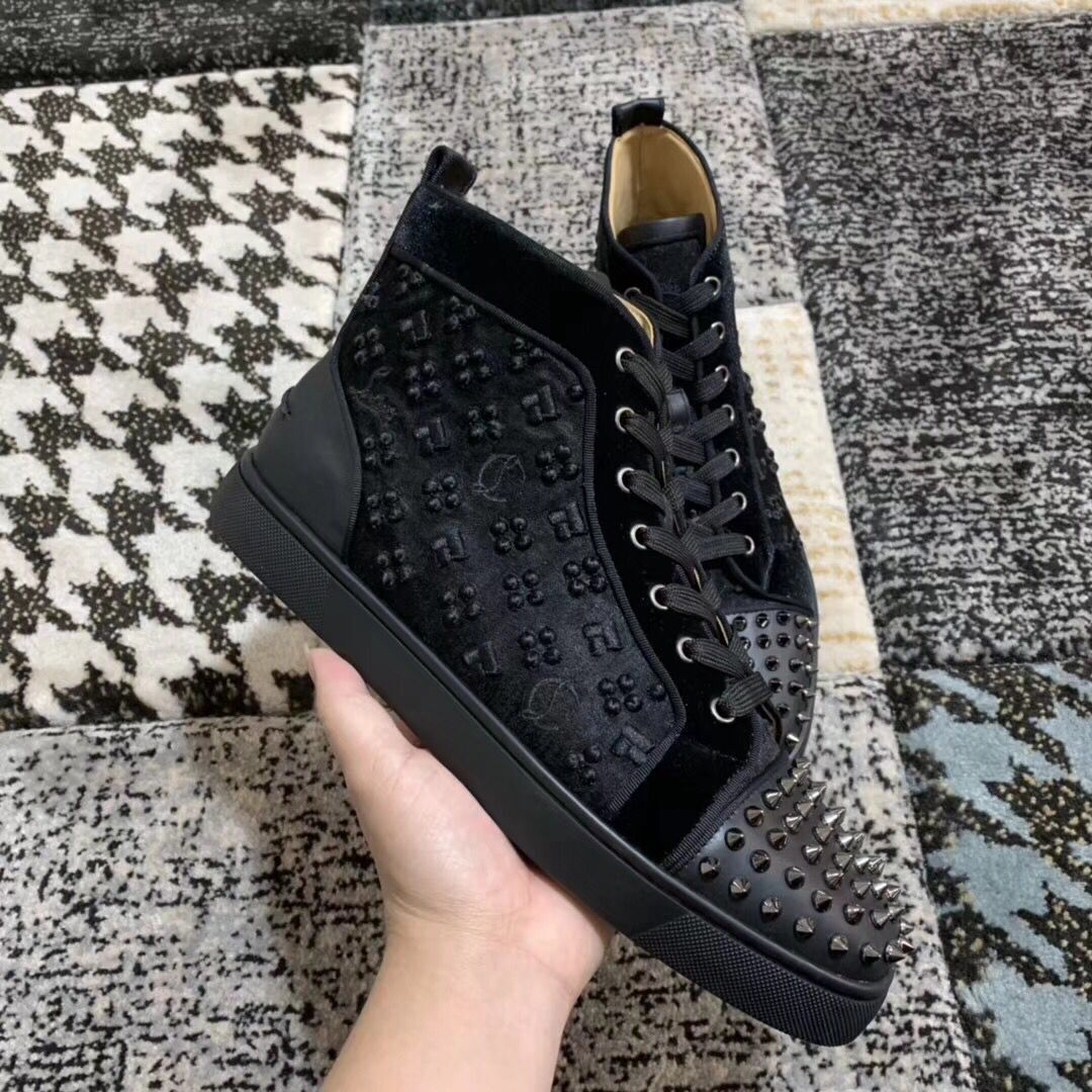 

Original Box] Luxury Men's Red Bottom Sneaker Luxury Party Wedding Shoes Embroidery Spikes Toe Lace-up High Quality Casual Shoes, Original box;dust bag;card