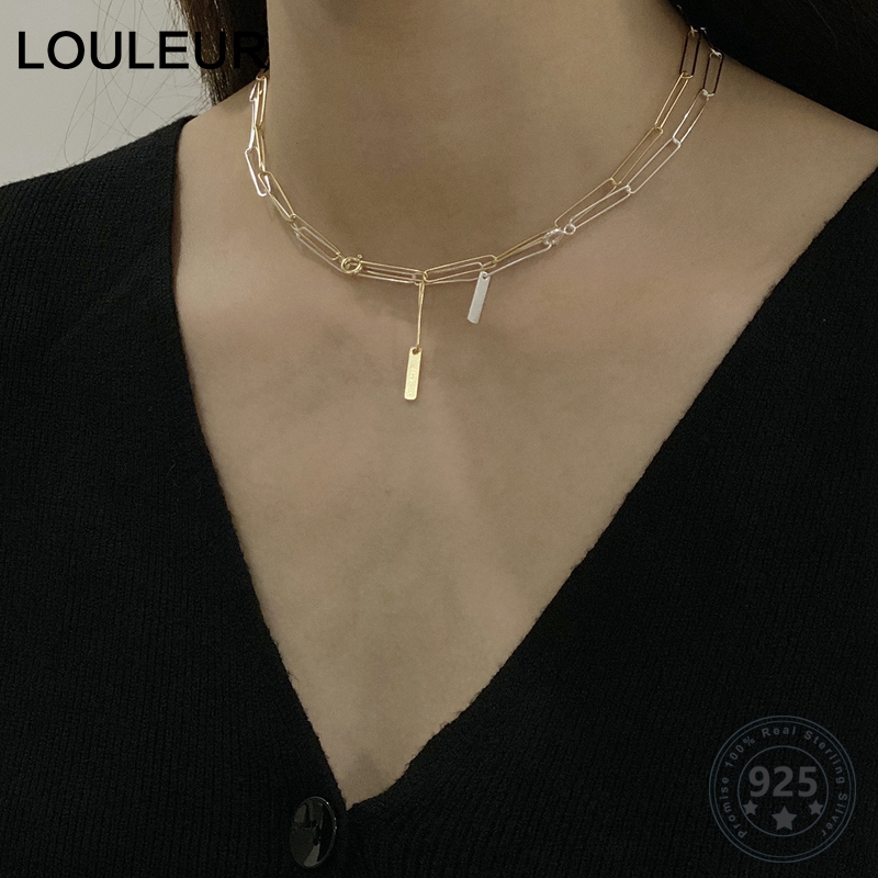 

Other Louleur Handmade Choker Silver 925 Necklace For Women High Quality Thick Wide Chain Minimalist Party Fine Jewelry