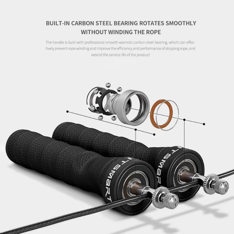 

Black Antiskid Workout Sport Skipping Rope Fitness Steel Weighted Rapid Speed Jumping Rope Adjustable Shape Fitness Equipment