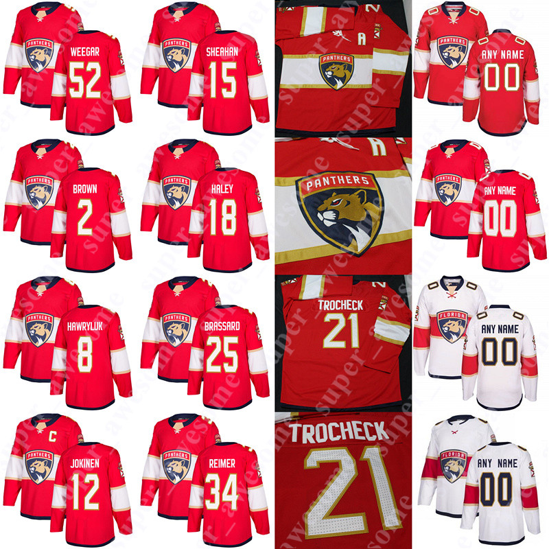 

Florida Hockey Jersey MacKenzie Weegar James Reimer Jayce Hawryluk Derick Brassard Riley Sheahan Micheal Haley Ian McCoshen Josh Brown, Women red