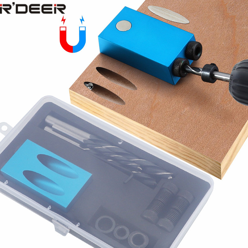 

Pocket Hole Jig Replaceable 6 8 10mm Drill Guide Magnetic Back Dowel Jig Kit Wood Drill for Wood Jointing