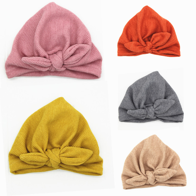 

Winter Autumn New Thick Warm Cotton Knitted Baby Hat Big Bows Newborn Baby Bonnet 0-24 Months Knit Girl Hat Beanie Cap, Headband