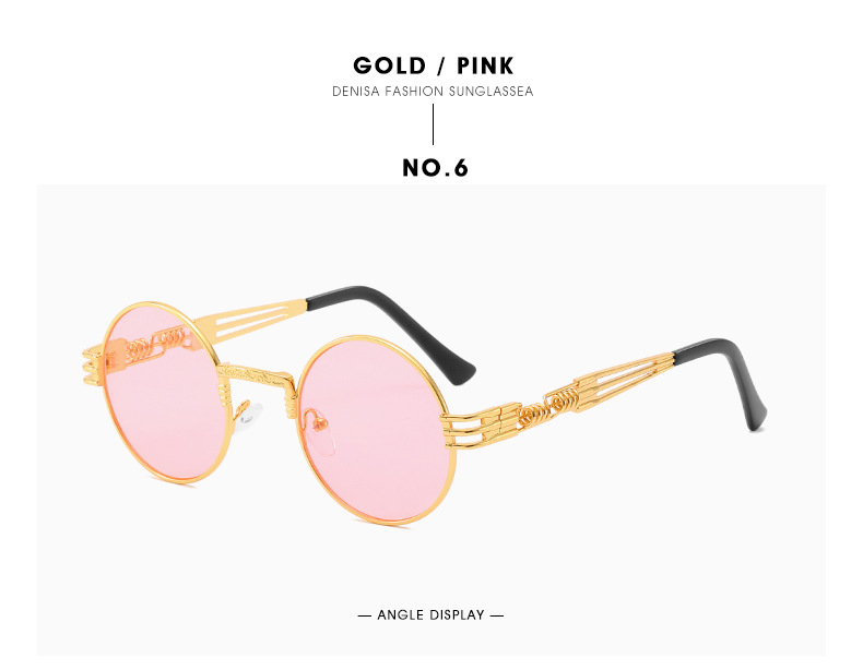 

Metal Round Steampunk Sunglasses Men Women Fashion Glasses Retro Frame Vintage Sunglasses Punk Metal Eyewear 8101