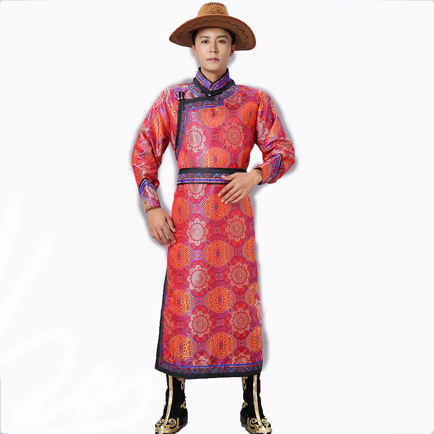 Costume mongol pour hommes Asie Asie Traditionnelle des vêtements ethniques Festival Robe de scène Porte-toile de support Collier Grassland Robe