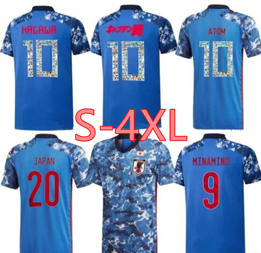 

2020 2021 Japan soccer jersey cartoon number MINAMINO ATOM Tsubasa KAGAWA ENDO OKAZAKI NAGATOMO HASEBE national team Football Shirt -4XL, Blue