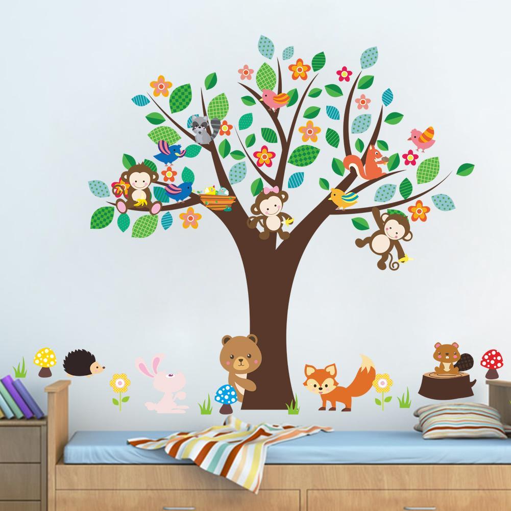 Cartoon Animals Kids Children Wall Stickers Bedroom Art Decal For Play Study ed