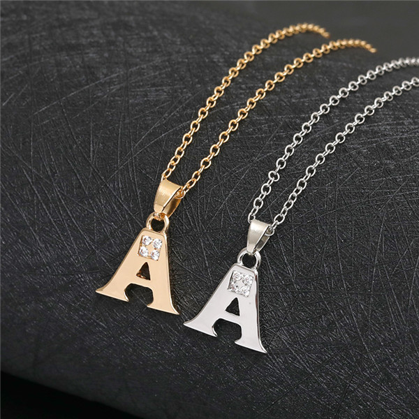 

1 26 English Alphabet all A-Z gold silver Family friend Name Letters Sign Word Chain Necklaces Tiny Initial Letter pendant Necklace jewelry