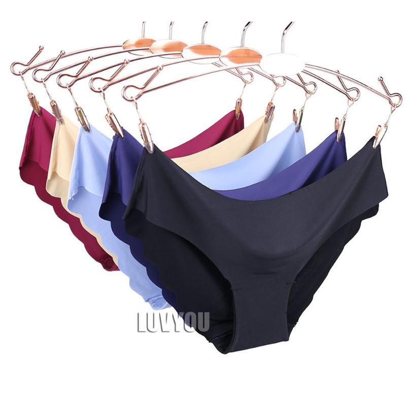 

High Quality Women's Seamless Panties Solid Ultra-thin Panties Underwear Women's Sexy low-Rise Ruffles Briefs Lingerie 2020 New, Black