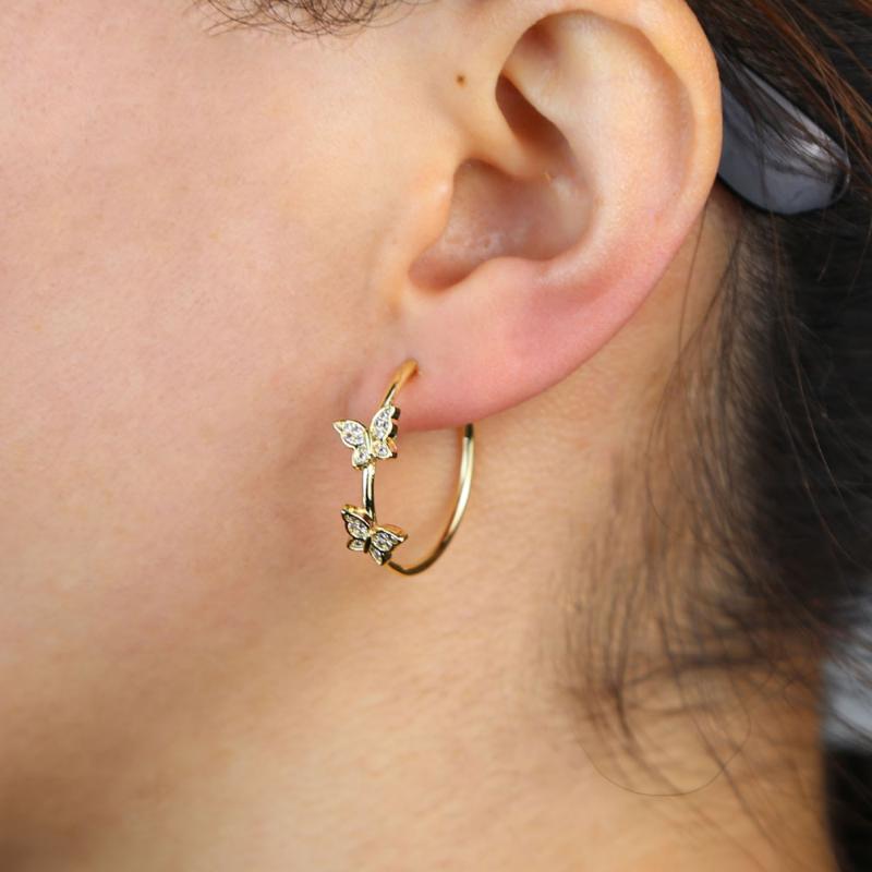 

Hoop & Huggie 2021 Stainless Steel Butterfly Earrings Jewelry Lovely Women Earing Cute Animal Wedding For Gif