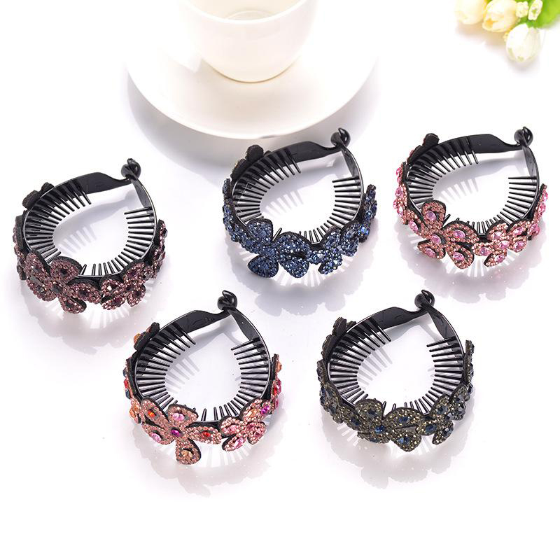 

Fashion Crystal Meatball Women Hair Claws Headwear Flower Hairpin Girls Bird Nest Floral Twist Clip Hair Accessories, Mixed color