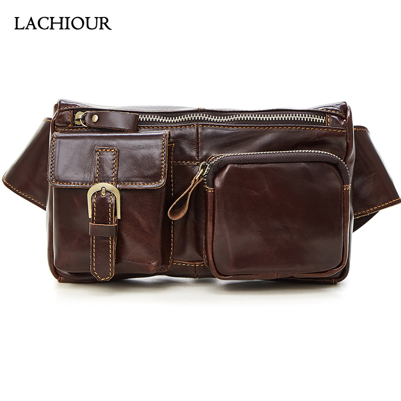

Vintage Genuine Leather Waist Packs Men Leather Hip Belt Bum Bag Male Ajustable Fanny Bag Men's Waist Shoulder, Sky blue