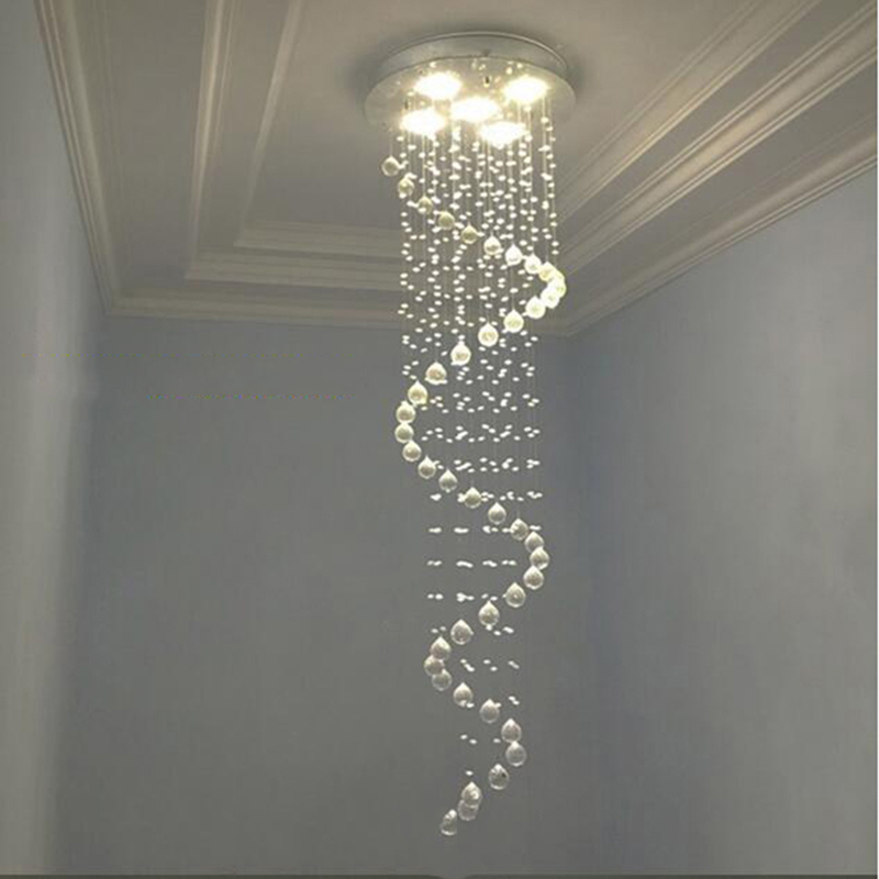 

Modern K9 Crystal Single spiral staircase Chandelier living room Crystal Pendant Lights Hotel Restaurant Decoration Lighting Fixture
