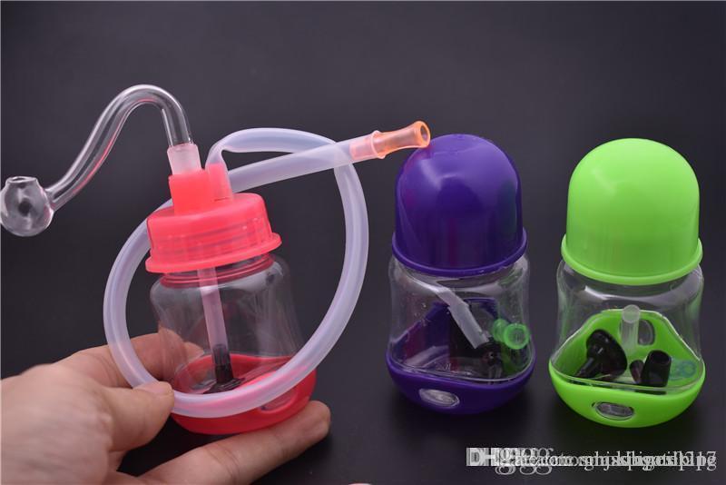 

Portable Smoking water bong Plastic Oil Rig 10mm joint Smart Stoned Spring Water Bottle bong Mini Water honeycomb Bongs with q0mm glass pipe