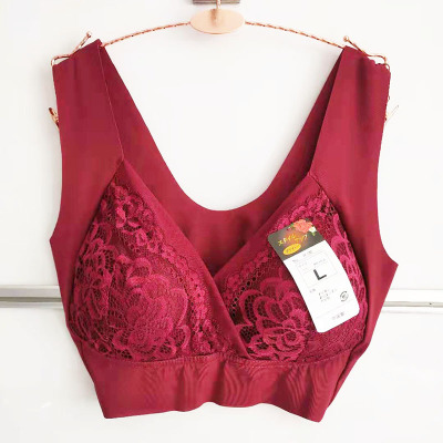 

New Arrival No Rims High elasticity Sexy Lingeries Underwears Women bras plus size 6XL Bra women's Vest Fashion lace brassiere, Black