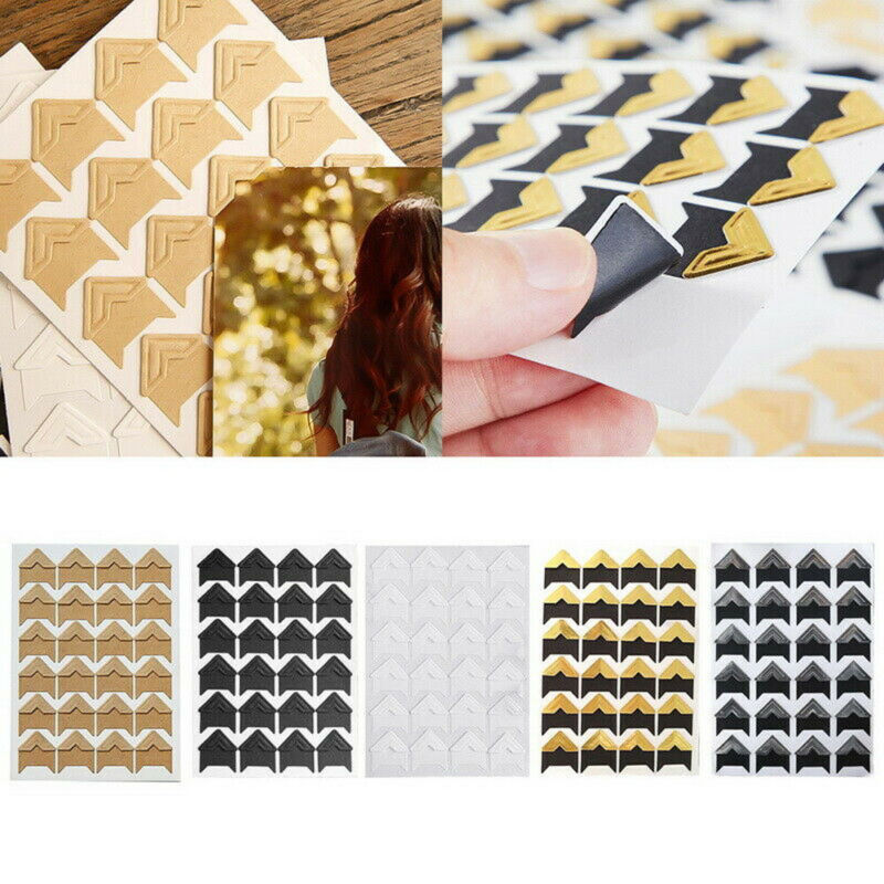 

120Pcs/5 Sheets Vintage Self-adhesive Card Photo Frame Vintage Corner kraft Paper Sticker DIY Scrapbook Decor Scrapbooking