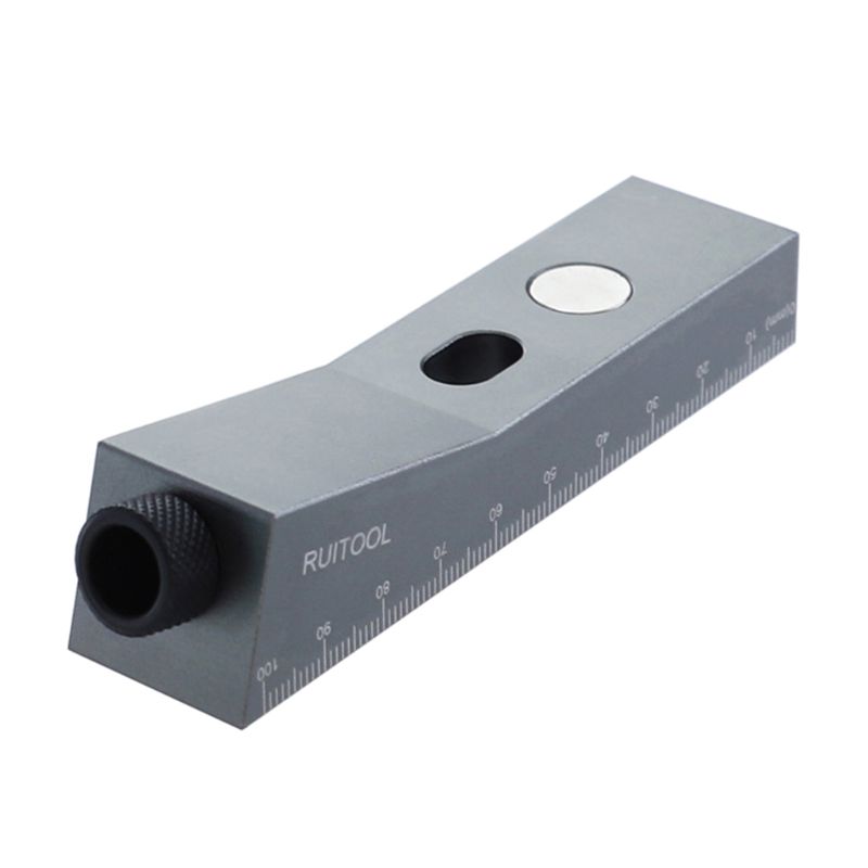 

Carpentry Aluminum Alloy Small Oblique Hole Locator Drill Guide Magnetic Hole Pocket Jig Kit Woodworking Tools with 9.5mm Drill