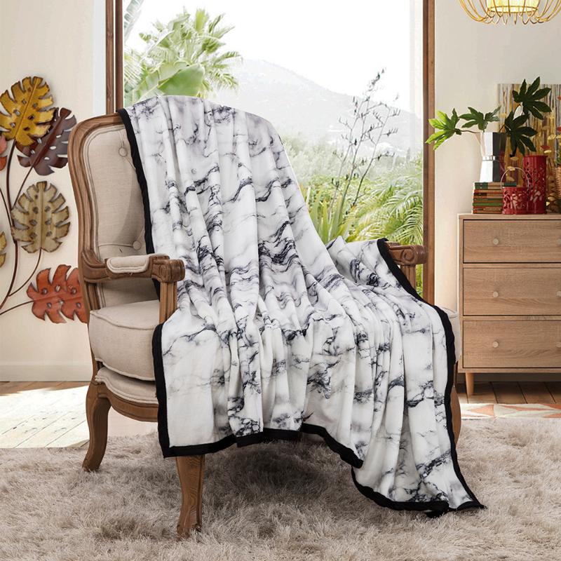 

niobomo New 2020 Fashion plaid bedspread blankets for bed high quality blanket 3D 100%Polyester Black White stone series