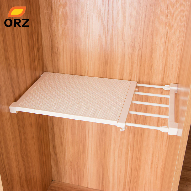 

ORZ Retractable Closet Organizer Shelf Adjustable Kitchen Cabinet Storage Holder Cupboard Rack Wardrobe Organizer Bathroom Shelf T200320