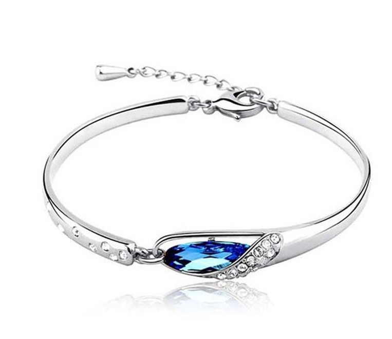 Classical 18K Platinum Plated Glass Shoe Angle Charm Bracelets & Bangles Love Gifts Genuine Austrian Crystal Fashion Costume Women bracelets Jewe-image-678793429