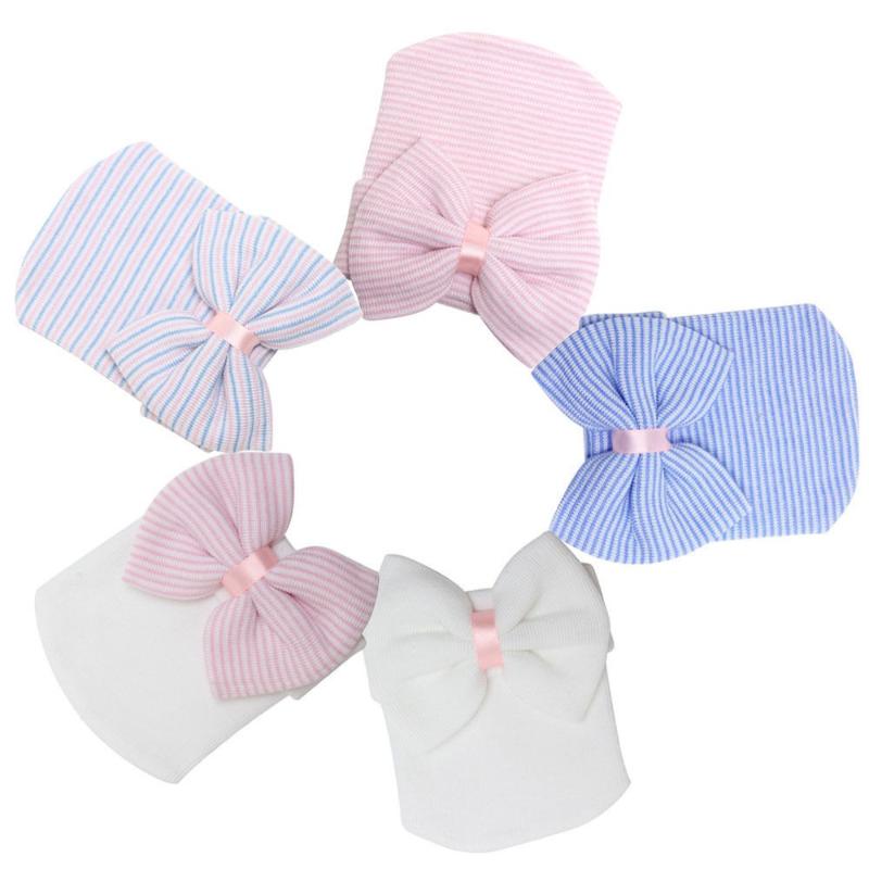 Cute Newborn Striped Headband Headwear Toddler Soft Beanie Hat With BowZ