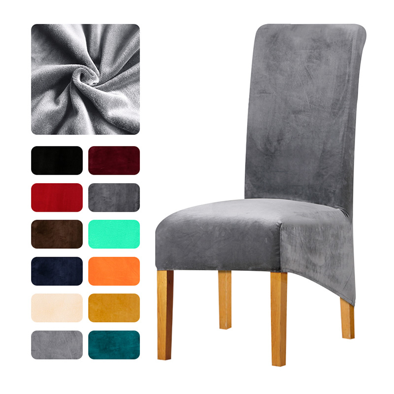 

Leorate 12 Solid Colors Soft Plush Chair Cover Stretch High Long Back Slipcovers For Christmas Hotel Dining Decoration Office