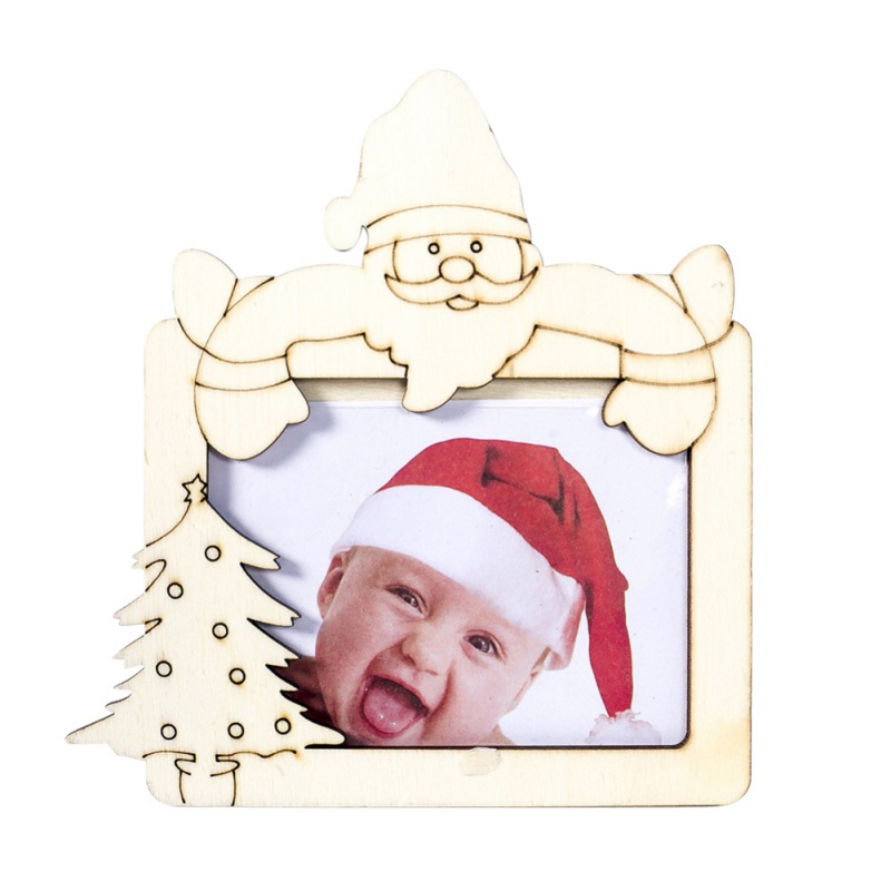 

DIY Wooden Photo Frame Christmas Wooden Photo Frame Baby Kids Picture Holder Desktop Ornament Festive Party Supplies