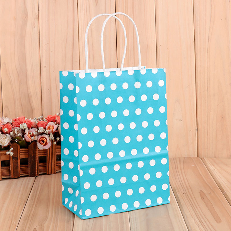 

40pcs Polka Dot Paper Party Carrier Gift Bags Kraft with Twisted Handles