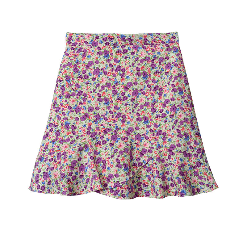 

2020 summer new fishtail skirt skirt printed oil painting small fresh female fashion was thin, Yellow