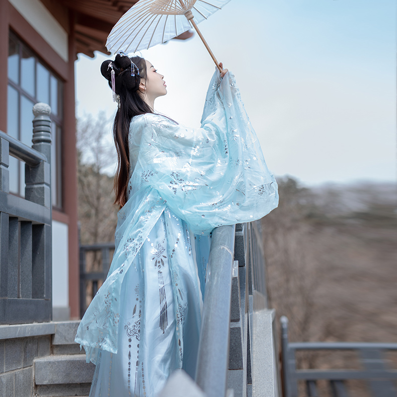 

Ancient Improve Hanfu Women Chinese Nation Fairy Dress Women Vintage Tang Suit Girl Princess Dress Folk Dance Costume DL5345, As picture