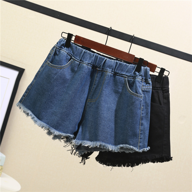 

Denim Shorts Women's Large Plus Size 5XL Black Short Jeans 2020 New Wide Leg Vintage elastic Waist Shorts Summer Big Clothes