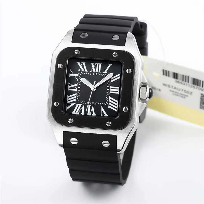 

Woman Quartz Movement Watch Stainless steel watchcase rubber watch Quartz Watch Female Clock 034, Black